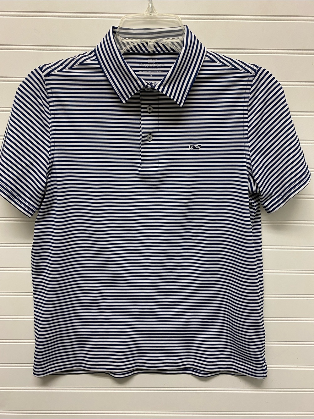 Vineyard Vines Navy and White Striped Performance Polo Golf Shirt